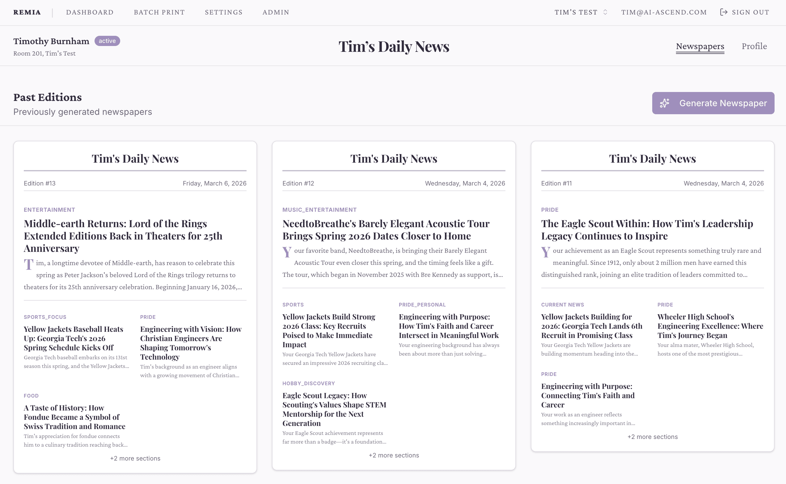 REMIA website screenshot