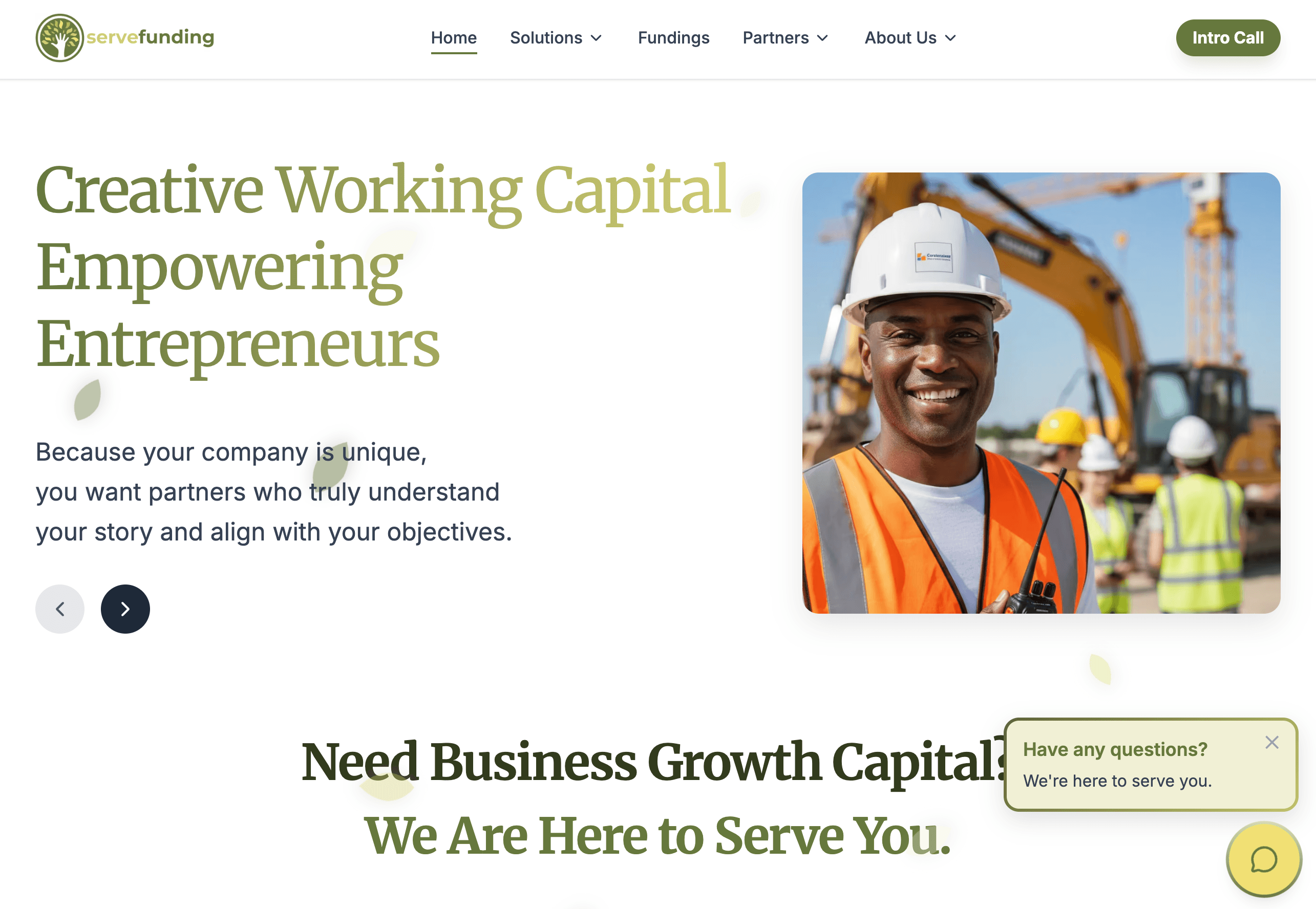 Serve Funding website screenshot